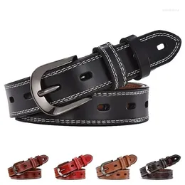 Belts Retro Women's Cow Leather Waist Belt Pin Buckles Hollow Out Waistband Casual Jeans Cinturon