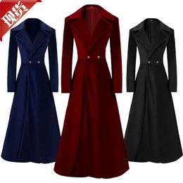 Long Trench Coat Ladies Over The Knee Canary Autumn/winter Dress Temperament Coat 240115