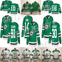 Custom Mens women youth Dallas Stars Jersey 16 Joe Pavelski 14 Jamie Benn 91 Tyler Seguin 30 Ben Bishop Green White Stitched Hockey Jerseys