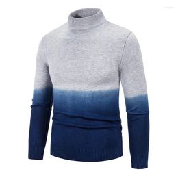 Men's Sweaters Winter Fashion Designer Knitted Half Turtleneck Sweater Autumn Casual Pullovers Gradient Slim Fit Warm Jumper