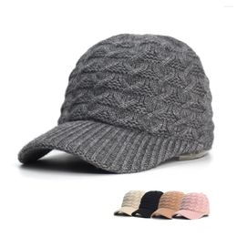 Ball Caps 2024 Fashion Fluffy Baseball Cap Men's Knitted Warm Winter Solid Colour Casual Elegant Hairy Fluff Hat