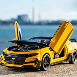 1 32 Alloy Diecast Car Model Camaro Pull Back Sound Light Kids Toy Car Collection For Children's Gifts 240113