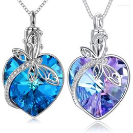 Pendant Necklaces Dragonfly With Blue Crystal Urn Necklace For Ashes Cremation Jewellery Memory Women Girls