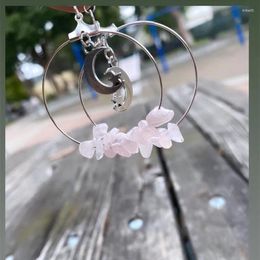 Dangle Earrings Bohemia Moon In Rose Quartz Hoop Stars Witch Jewellery Healing Halloween Statement Delicacy Women Gift