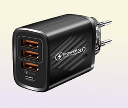 4 Ports PD USBC AC Home Chargers Travel Wall Charger Power Adapters High Speed Plugs for IPhone 13 Samsung Htc Android Phone PC w4736873