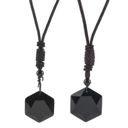 Pendant Necklaces Obsidian Spirit Pendulum Energy Stone Six-Pointed Star Necklace Men And Women Sweater Chain Jewelr3236