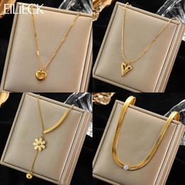 Pendant Necklaces EILIECK 316L Stainless Steel Gold Color Heart Necklace For Women Trend Fashion Neck Jewelry Accessories Girls Party Gift