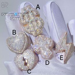 Custom Pass Diamond Tester Hip Hop VVS Moissanite Iced Out Sier Letter Cross 10K 14K Gold Men Fine Jewellery Ring