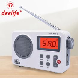 Radio Deelife Fm Radio Receiver Am/fm Speaker with Lcd Digital Display Alarm Clock for Home Portable