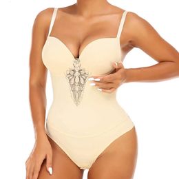 Fajas Colombianas Underwear Body Shapers Women Shapewear Bodysuit Sexy Lace Open Crotch Lingerie Vcollar with Bras 240113