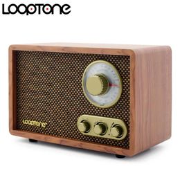 Radio Looptone Tabletop Am/fm Radio Vintage Retro Classic Radio Bluetoothcompatible Builtin Speaker Treble&bass Handcrafted Wood