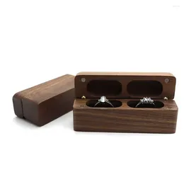 Jewellery Pouches Portable Ring Box Gift Flip Cover 2-Slot Wedding Case Rectangular Reusable Storage Thanksgiving