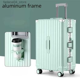 Suitcases Travel Suitcase Aluminum Frame Fashion Luggage on Mute Wheels Password Business USB Rolling Case Multifunction Carry-Ons Cabin Q240115