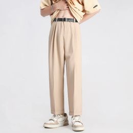 Youth Men's Suit Pants Korean Version Classic Neutral Straight Loose Wide-leg Casual Pants Black Gray Khaki 240115