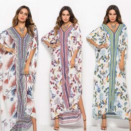 2024 Women's Spring/Summer Dress Cross Border Amazon Wish European And American Fashion Bat Sleeves Robe Women's One Piece Replacement