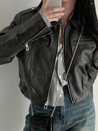 Women's Jackets Women S Faux Leather Crop PU Slim Stand Collar Zip Up Moto Biker Coat Motorcycle Outwear
