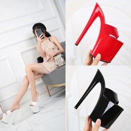 Slippers LAIJIANJINXIA 20CM/8inches PU Upper Fashion Sexy Exotic High Heel Platform Party Women Pole Dance Shoes E060