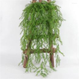 Decorative Flowers Artificial Green Plants Long Pine Needles Soft Imitation Vine Rattan Home Decoration Accessories Plastic Plant Fake