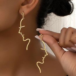 Dangle Earrings Personality Design Sense Abstract Face Line Female Net Red Ins Cold Wind Fashion Stud Wholesalejavascript: