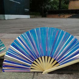 PVC Tai Chi Fan 33cm Large Loud Bamboo Fan Kung Fu Folding Fan Craft Gifts Stage Performance Dance Party Pography Props Fan 240113