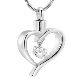 XWJ10060 Shiny Steel Pet Dog Cat Charm Hang in Hollow Heart Memorial Urn Animal Ashes Holder Cremation Pendant Jewellery12596