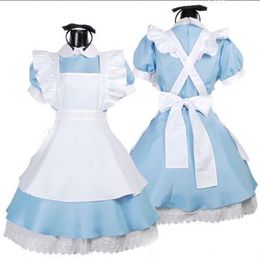 Japanese -Selling Fancy Girls Alice In Wonderland Fantasy Blue Light Tone Lolita Maid Outfit Maid Costume Maid Dress288L