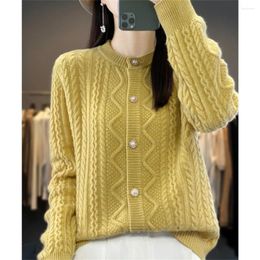 Women's Knits Loose Long Sleeve Short Round Neck Autumn Winter Cardigan Sweater Jacket Korean Fashion Casual Women Knitted Female