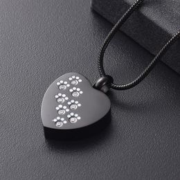 IJD8383 Cool Men's Necklace Black Color HEART CREMATION PENDANT for Animal Human Ashes Holder Keepsake Stainless Steel270g