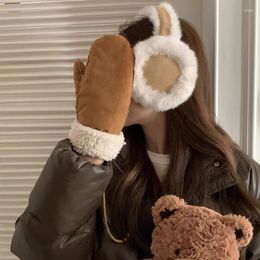 Berets Women Wool Earmuffs Solid Plush Warm Outdoor Skiing Cycling Windproof Cold-Proo Ffluffy Ear Muffs Men Earflap Winter