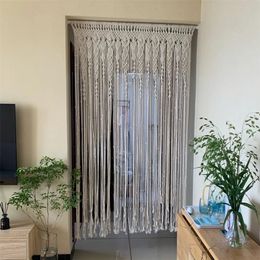 Hand-woven Macrame Cotton Door Curtain Tapestry Wall Hanging Art Tapestry Boho Decoration Bohemia Wedding Backdrop Tapestry 240115