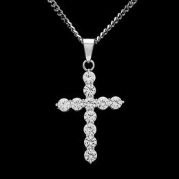 New Hip hop Copper CZ Cross Pendant Micro Pave Cubic Zirconia Simulated Diamonds Pendant Necklace Mens Fashion Jewelry283C