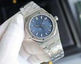 Neue Damen-Luxusuhr, 34 mm, luxuriöse, modische Herren-Ganzstahlgürtel-Automatikuhr 5800 mit mechanischem Uhrwerk, Freizeituhr in Gold und Silber