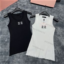 Designer Women Knits Tee Tank Top Sleeveless Knitted Embroidery Vest Sleeveless Pullover Sport Tops