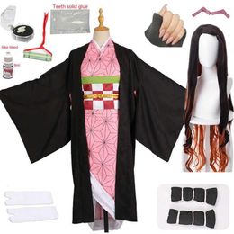 adult and kids New Anime Demon Slayer Kimetsu no Yaiba Cosplay Kamado Nezuko Woman Japanese Kimono Cosplay Costume Y0903338s