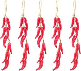 Decorative Flowers 5Pcs Chinese Artificial Red Pepper String Year Decoration Spring Festival Chilli Hanging Rope Pography Props