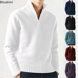 Mens Winter Warm Knitted Sweaters Zipper Up Casual Pullovers Tops Knitwear Sweater Fashion Jumpers Clothes 240115