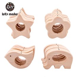 Let'S Make Wooden Teethers Original Beech Wood Pendant With Hold Bpa Free Teething Chips Teether Rattle Sensory Diy Accessories 240115