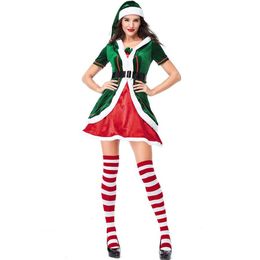 Lcw women s New design Christmas Halloween Long Sleeve Christmas Costume Santa Claus Pack Thick Adult Men's Party Show Elf Dr277L