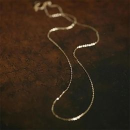 GOLDtutu Genuine 14K Solid Gold Necklace Minimal Simple Style Neck Chain Fine Jewellery Real Au585 for Women Girl kj159 240115