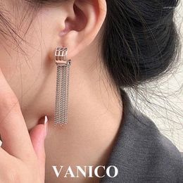 Dangle Earrings Tassel Chain Hoop Earring Sterling Silver Minimalist Simple Chunky Plain Huggie For Women Korean Trendy Jewelry