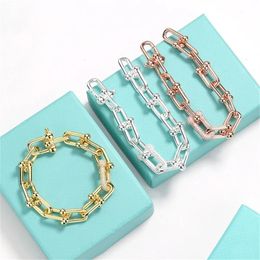 925 Sterling Silver Bracelet women's U-shaped electroplating 18k rose gold inlaid zircon luxury fashion classic jewelry240115