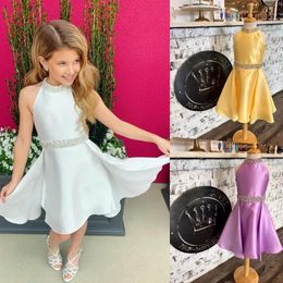 Dresses Halter Girl Pageant Dress 2022 ALine Little Girls Cocktail Rising Star Interview OnStage Introduction Formal Party Wear Dance Go