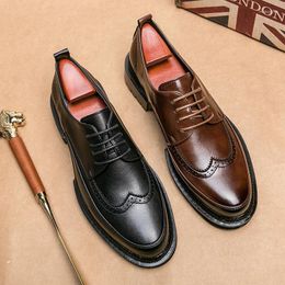 Dress Shoes Mens Brogue Leather Formal Luxury Business Fashion British Style Evening 38-45