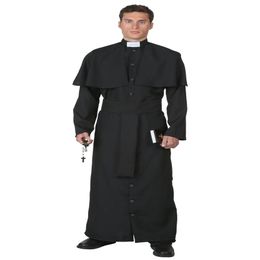 Theme Costume Halloween Role Playing Priest For Male Men's Clothing Cosplay God Long Black Suit Party Costumes267A