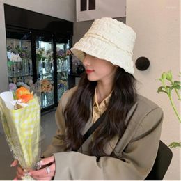 Berets 2024 Spring And Summer Gentle Fisherman Hat Female Korean Version All-match Peated Bucket Sun Hats Sombreros De Mujer