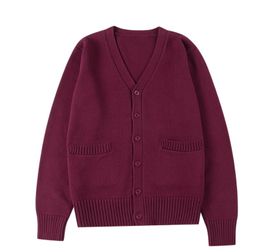 Japanese V-neck long sleeved cardigan uniform 7-needle thick sweater in stock
