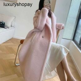 Designer Maxmaras Teddy Bear Coat Womens Cashmere Coats Wool Winter Haining Fur Coat Medium Length Granular Velvet Extended and Integrated Winter Wi