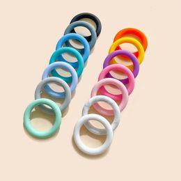 10pcs Baby Silicone Ring 65mm Teether Beads Food Grade Baby Teething Chew Necklace Toys DIY Pacifier Chain Jewellery Accessories 240115