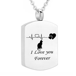 Fashion Memorial Jewellery Cremation Urn Ashes Pet Cat Pendant Stainless Steel Square Keepsake Memorial Charms Pendant334E