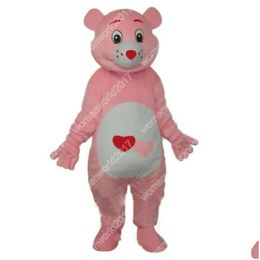 Mascot Costumes Halloween Fursuit Cute Red Heart Bear Costume Uni Cartoon Theme Character Carnival Men Women Dress Christmas Fancy Per Oterq